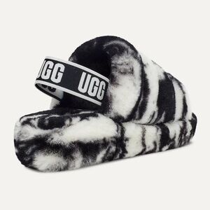 UGG Fluff Yeah Slides Marble Black Slide Slipper Kids Size 5